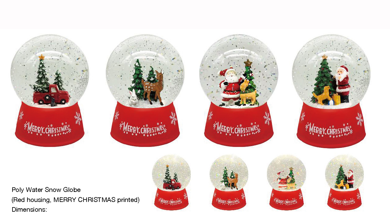 Acrylic Poly Water Snow Globe Car/Reindeer/Santa Claus&Reindeer SR - 129