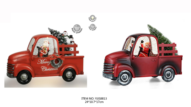 Acrylic Water spinning Light Santa Claus & Snowmen in the Car SJ - 5