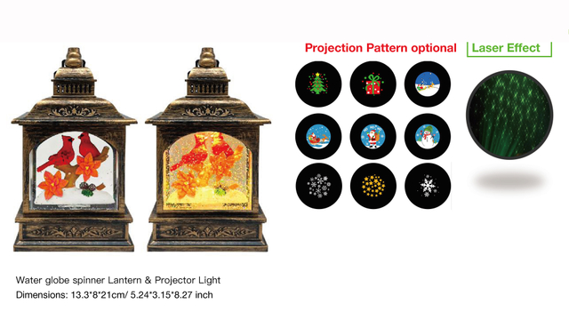 Acrylic Water globe spinner Lantern & Projector Light Tow Red Birds SR - 29