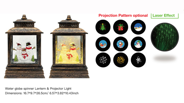 Acrylic Water globe spinner Lantern & Projector Light Snowmen Family SR - 12