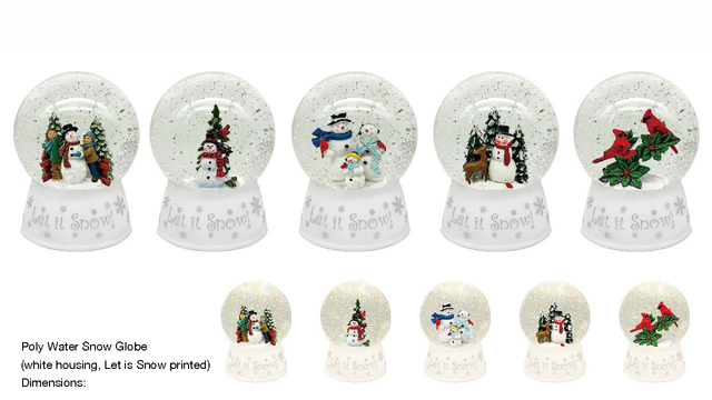 Acrylic Poly Water Snow Globe Snowman/Red birds SR - 124