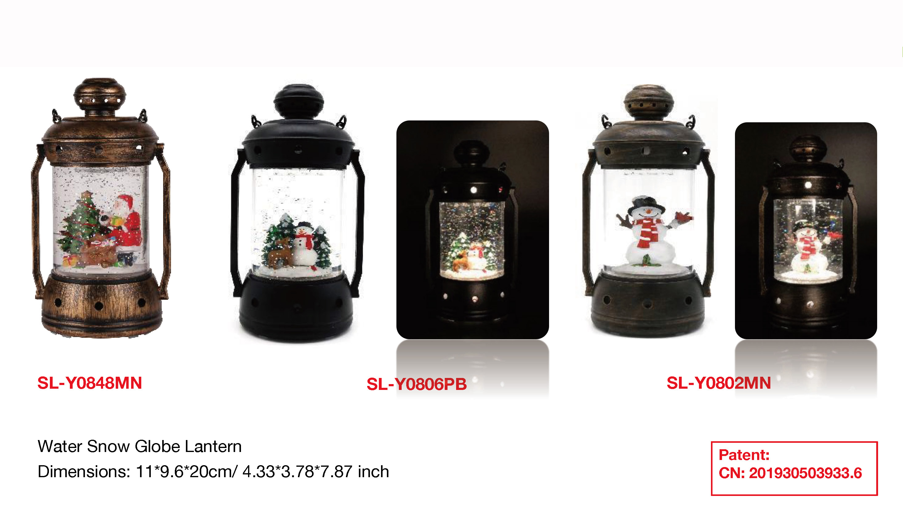 Acrylic Water Snow Globe Lantern Santa Claus/Snowman SR - 108