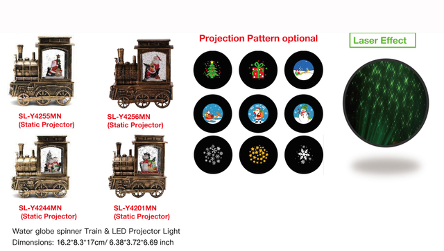 Acrylic Water globe spinner Train & LED Projector Light Santa Claus/Snowmen SR - 66