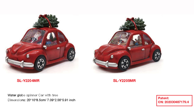 Acrylic Water globe spinner Car with tree Santa Claus/Snowmen SR - 100