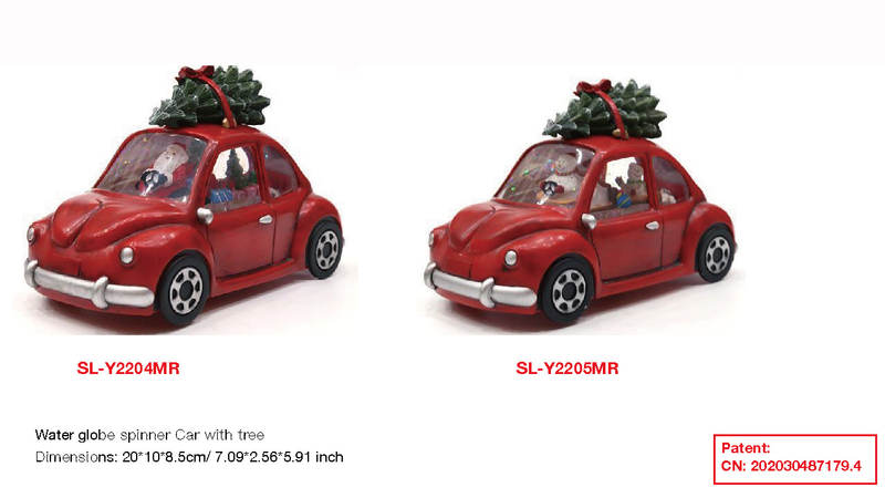Acrylic Water globe spinner Car with tree Santa Claus/Snowmen SR - 100
