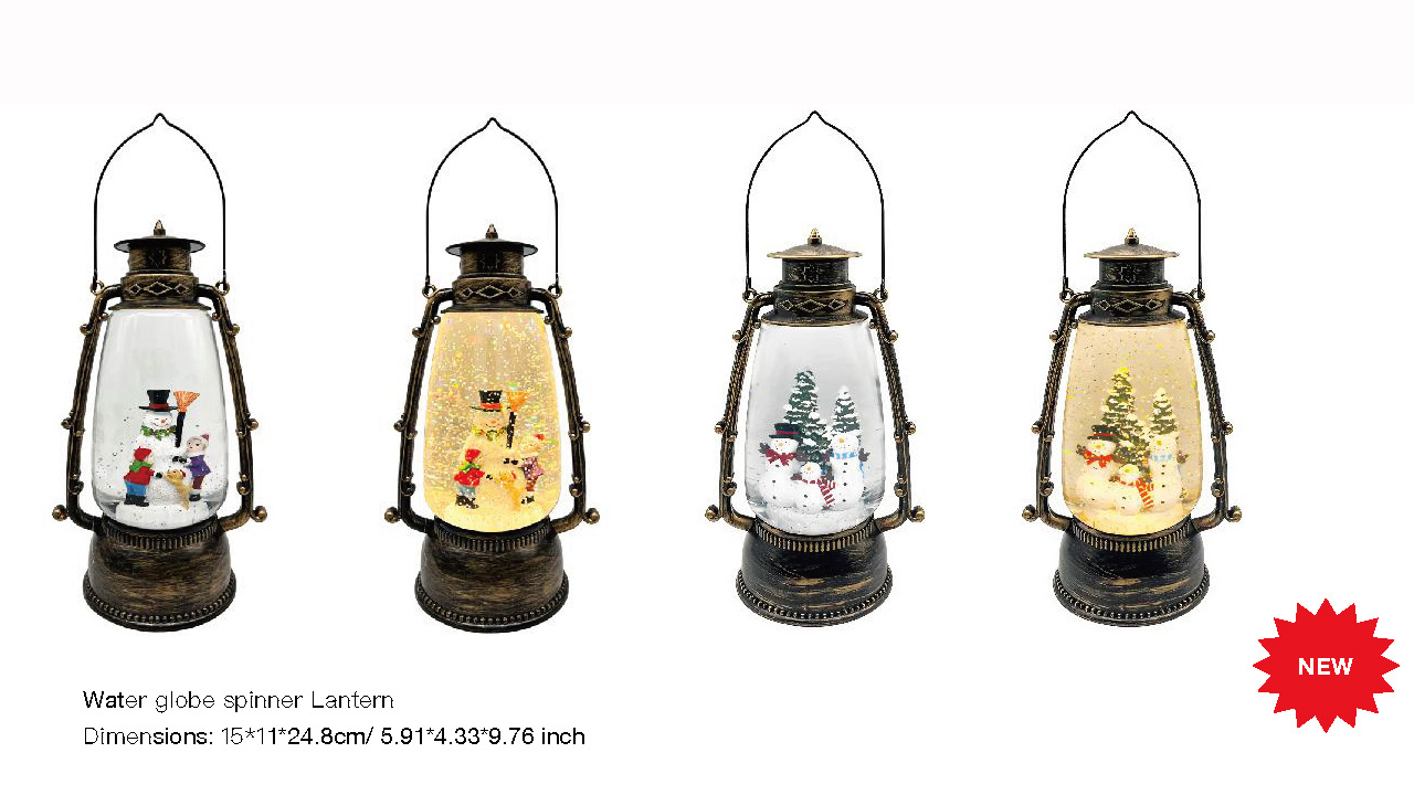 Acrylic water globe spinner lantern Snowmen/Snowman & Kids SR - 82