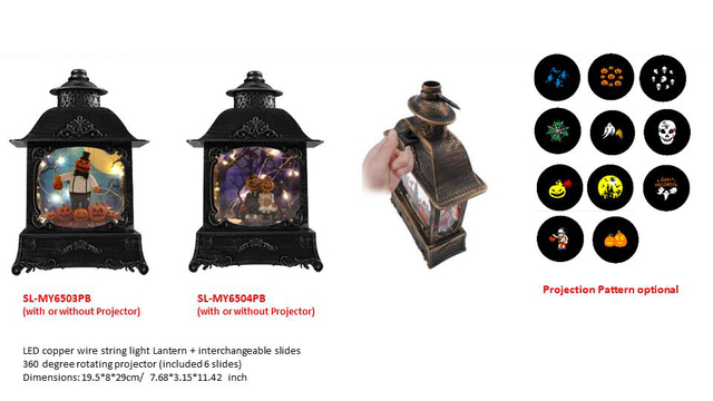 LED copper wire stringlight Lantern + interchangeable slides