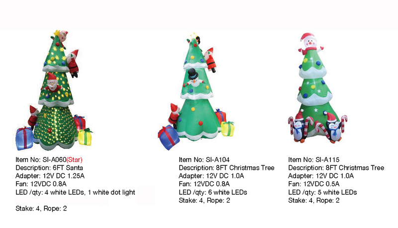 Christmas Tree with Santa/Snowman/ PenguinInflatable Lights