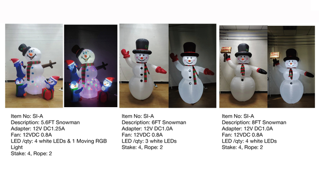 5.6FT,6FT,8FT Snowman Inflatable Lights