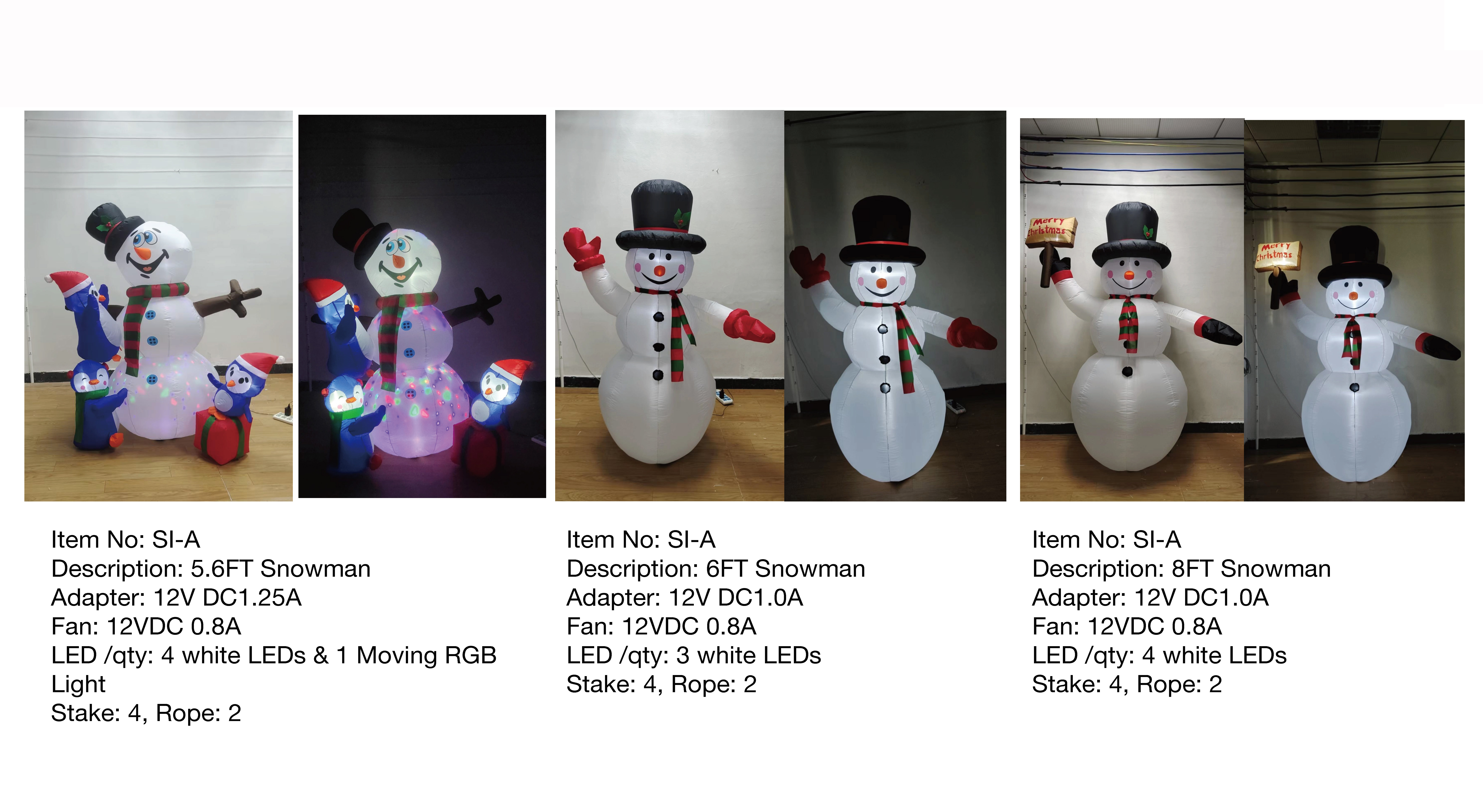 5.6FT,6FT,8FT Snowman Inflatable Lights