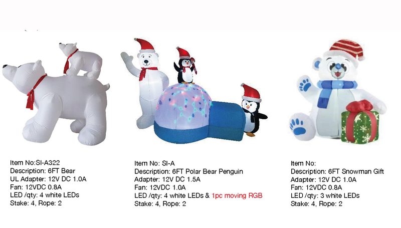Bear & Snowman Gift Inflatable LED Lights