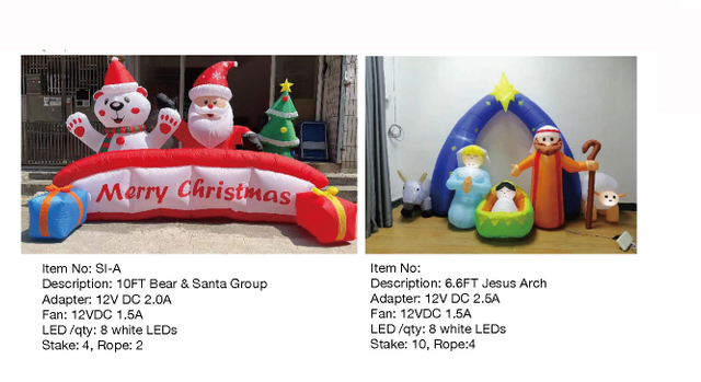 Bear & Santa & Jesus Arch Inflatable Lights
