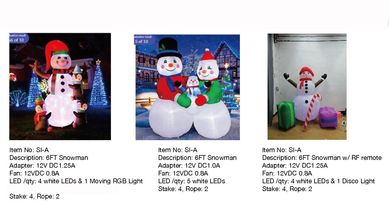 6FT Snowman w/ RFremote Inflatable Lights