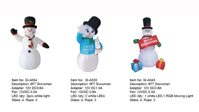 6FT Snowman Inflatable Lights