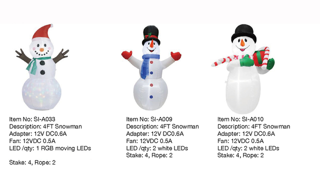 4FT Snowman Inflatable Lights