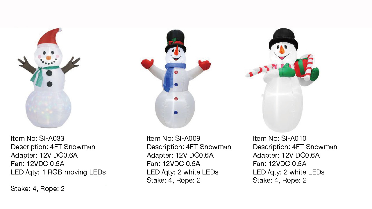 4FT Snowman Inflatable Lights