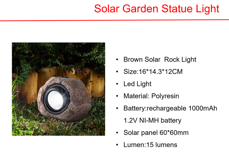 Solar LED Brown Solar Rock Light