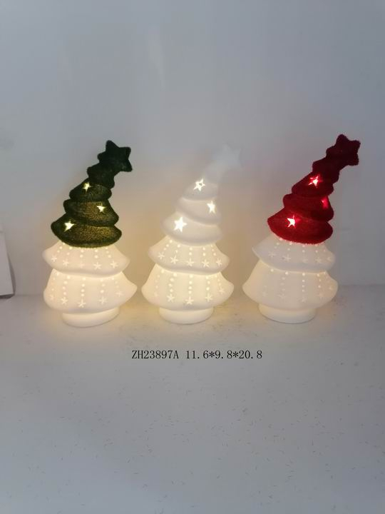 porcelain Green / white / red Christmas tree - 11