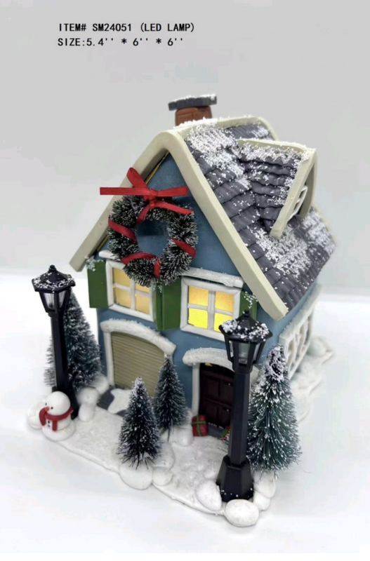 clay dough The little blue house is hanging with garlands - 24