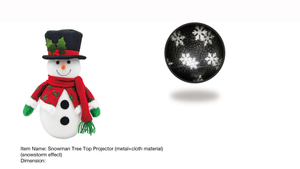 Indoor Decoration Snowman Tree Top Projector (metal+cloth material)- 42