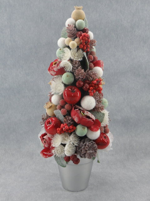 X'mas Colorful Mini Tree with basin +pine cone/fruit/flower Decoration - 59