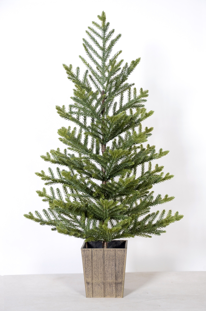 X'mas Green color Ordinary Christmas tree with Square wooden basin - 17