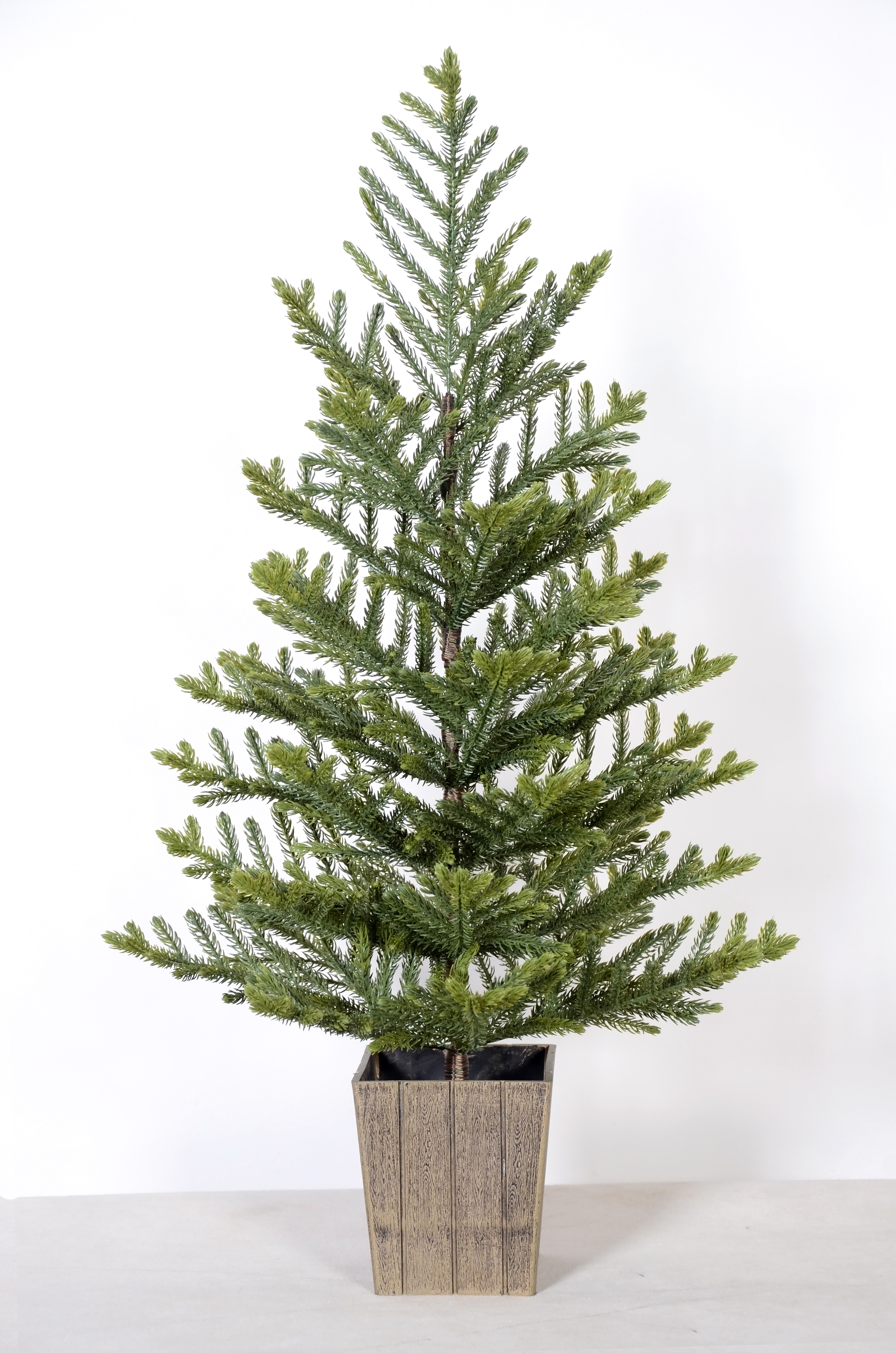 X'mas Green color Ordinary Christmas tree with Square wooden basin - 17