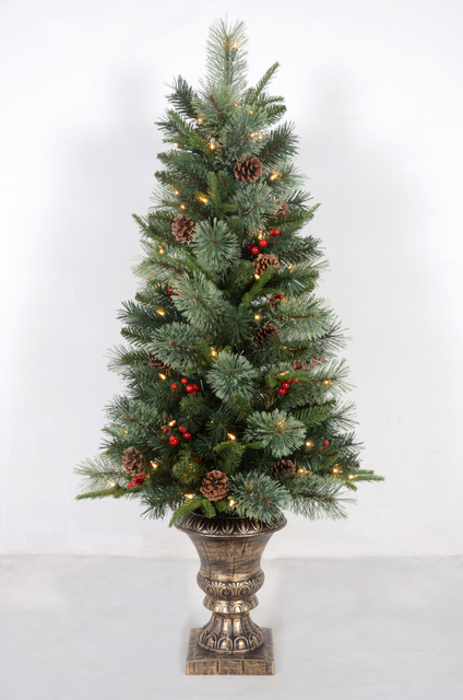 X'mas Green color Ordinary Christmas tree Light with pine cone and RED fruits - 18