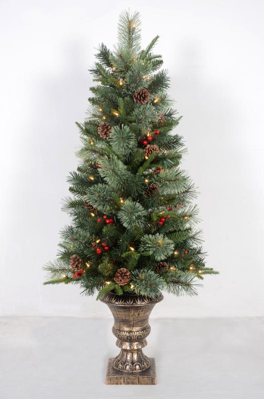 X'mas Green color Ordinary Christmas tree Light with pine cone and RED fruits - 18