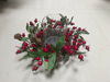 Candle Holder Green Leaves Red Balls & Pine Cone - 6