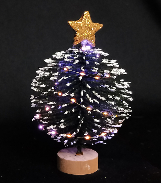 X'mas Black & White Mini Tree Light with basin +Glitter top star - 45