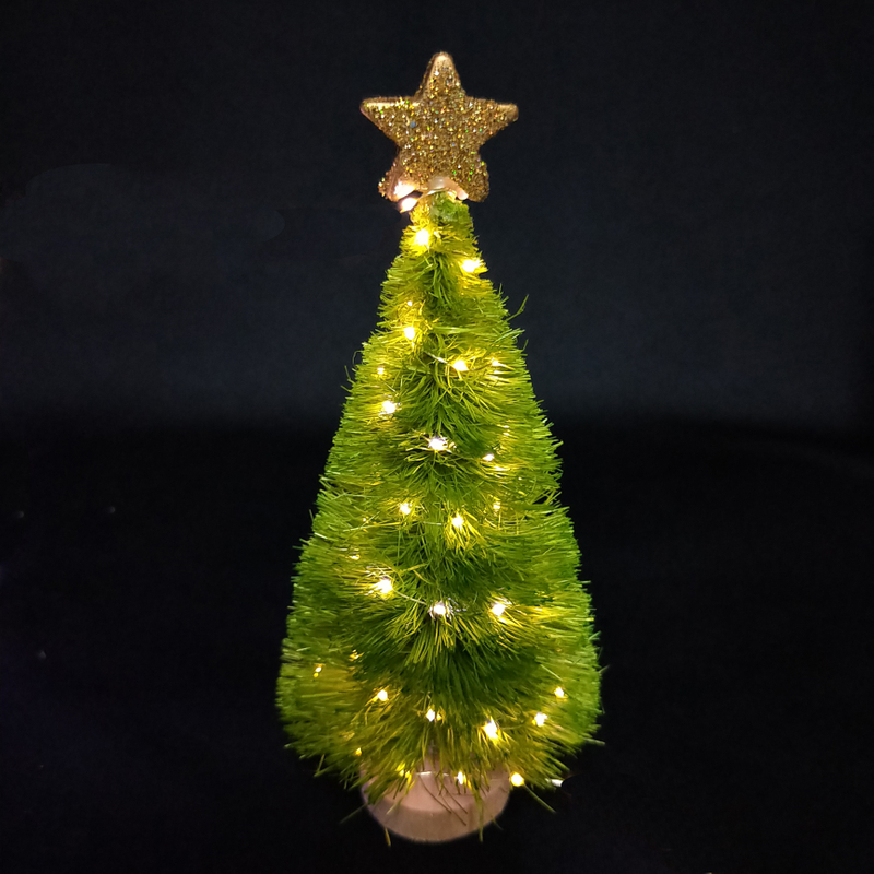 X'mas Green Mini Tree+ with basin +Glitter top star - 40