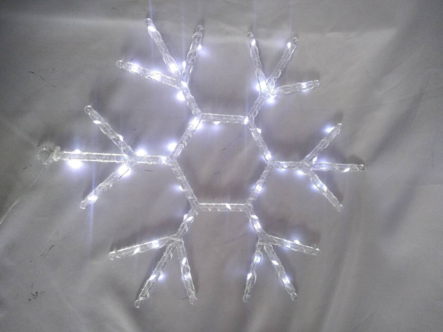 nowflake-Shaped 57-Light White LED String Light with Flexible Copper Wire - Transparent 8-Mode USB Connector, 41x42cm