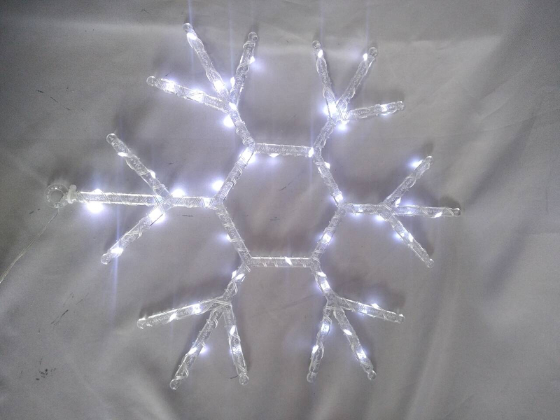 nowflake-Shaped 57-Light White LED String Light with Flexible Copper Wire - Transparent 8-Mode USB Connector, 41x42cm
