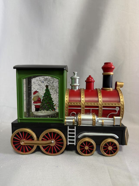 New Mini Train-Shaped Decorative Lamp - Plastic & Resin Construction with 1 Warm White LED Bulb, Cute Nostalgic Design