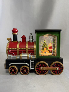 New Mini Train-Shaped Decorative Lamp - Plastic & Resin Construction with 1 Warm White LED Bulb, Cute Nostalgic Design