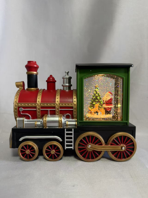 New Mini Train-Shaped Decorative Lamp - Plastic & Resin Construction with 1 Warm White LED Bulb, Cute Nostalgic Design