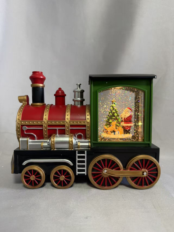 New Mini Train-Shaped Decorative Lamp - Plastic & Resin Construction with 1 Warm White LED Bulb, Cute Nostalgic Design