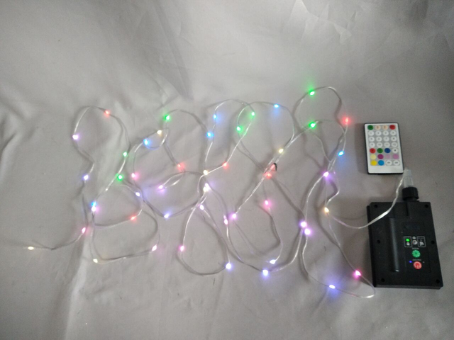 LED String Lights | 50 Pcs Color-Changing (RGB) Faceted Bulbs | 10cm Spacing | 2-Wire PVC-Coated Flexible Cable (IP65 Waterproof) | Solar-Powered (600mAh Rechargeable Battery) | 8 Light Modes