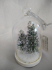 Enchanted Glass Dome Christmas Tree & Snowman Ornament with 10-LED Copper Wire Warm White Lights | Hand-Blown Glass Snow Globe Style Decor