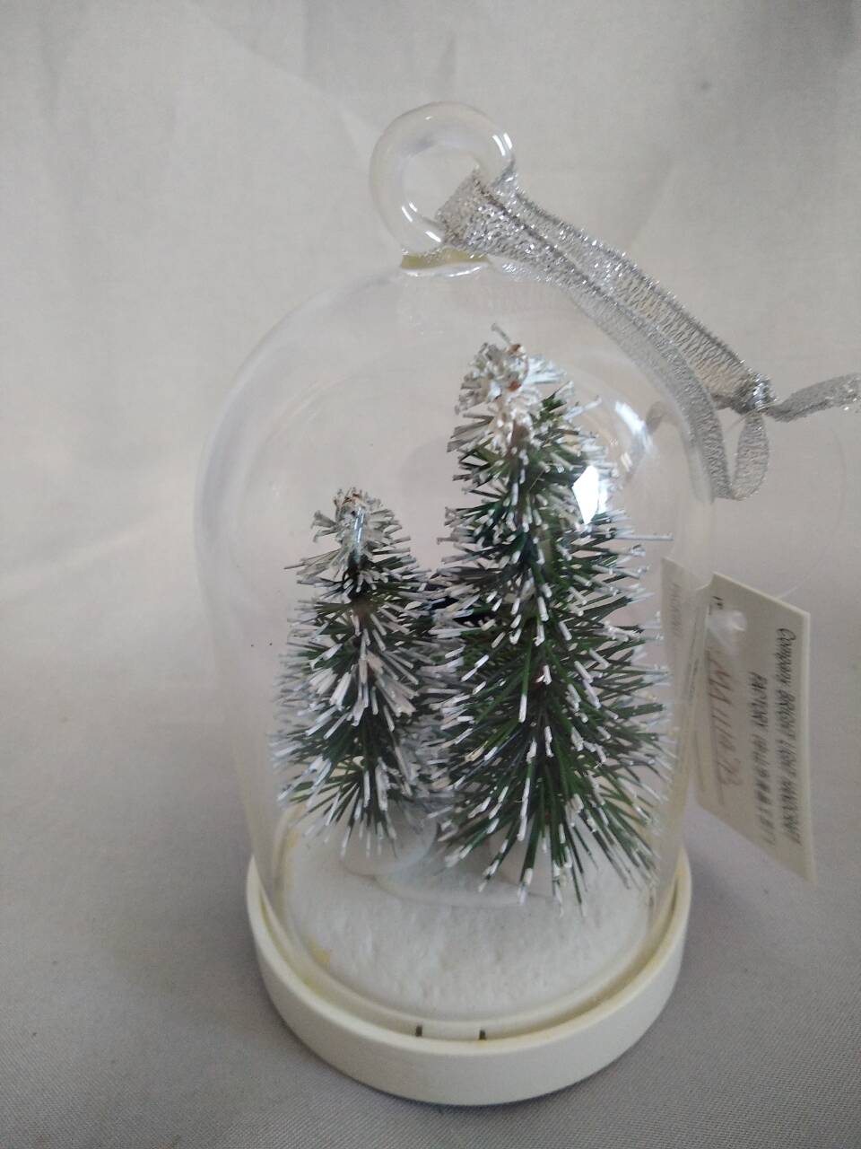 Enchanted Glass Dome Christmas Tree & Snowman Ornament with 10-LED Copper Wire Warm White Lights | Hand-Blown Glass Snow Globe Style Decor