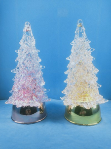 Acrylic clear Christmas tree pink and yellow lights