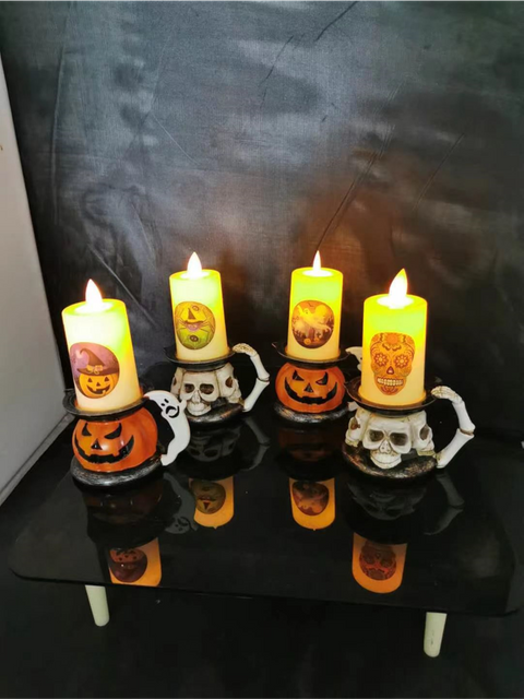 Acrylic Halloween pumpkin head candle light