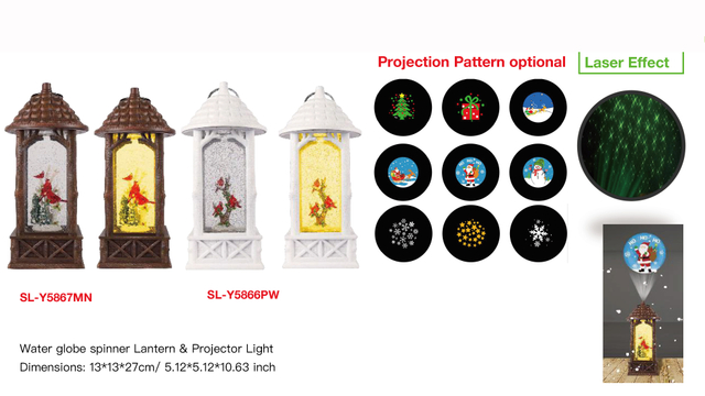 Acrylic Water globe spinner Lantern & Projector Light Three Red Birds SR - 43