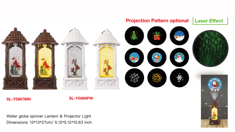 Acrylic Water globe spinner Lantern & Projector Light Three Red Birds SR - 43