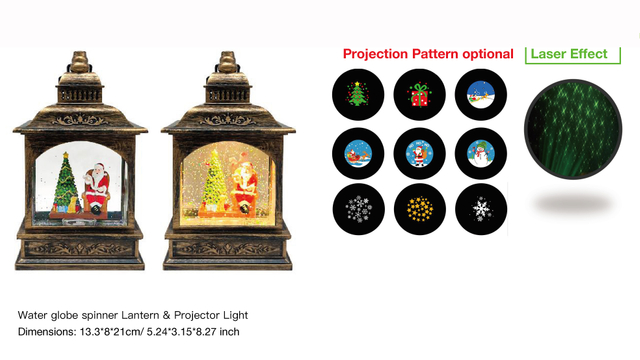 Acrylic Water globe spinner Lantern & Projector Light Santa Claus & Tree SR - 28