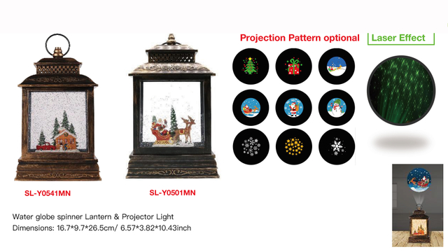 Acrylic Water globe spinner Lantern & Projector Light Car & House / Santa Claus & Reindeer SR - 20