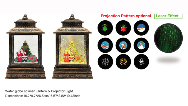 Acrylic Water globe spinner Lantern & Projector Light Santa Claus & Gifts SR - 13