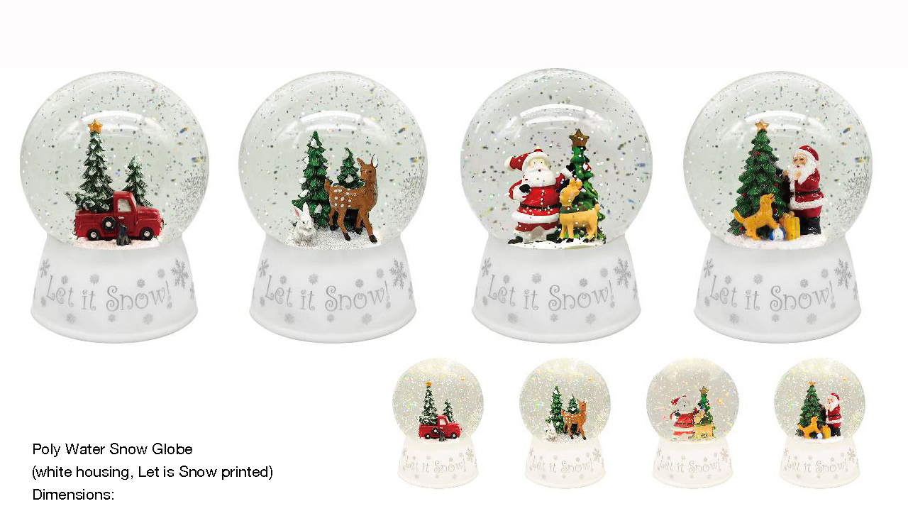 Acrylic Poly Water Snow Globe Car/Reindeer/Santa Claus&Reindeer SR - 123