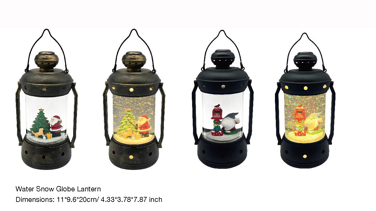 Acrylic Water Snow Globe Lantern Santa Claus & dog SR - 107